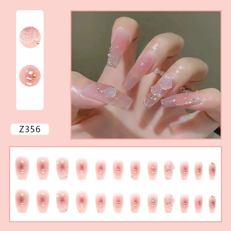 Bộ 24 móng tay giả đính đá nails xinh ABa Store