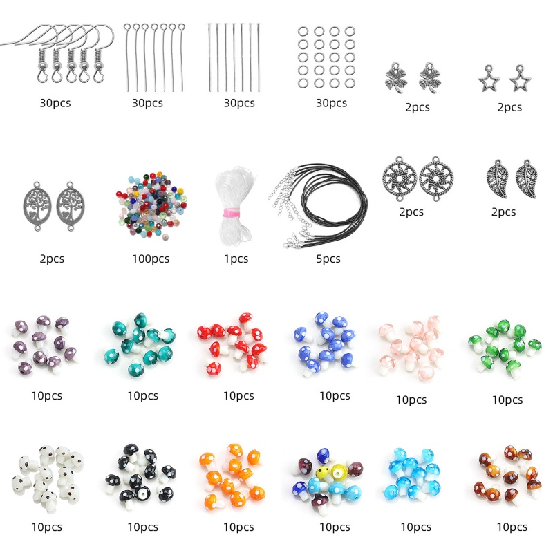 Sa Set 15 Hạt Xâu Chuỗi Hình Nấm Làm Trang Sức Thủ Công