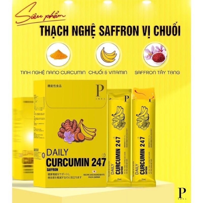 Thạch nghệ Saffron  vị chuối 247 từ Nhật Bản, bổ sung tinh chất nghệ Nano Curcumin.