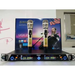 Bộ mic không dây Shure Ugx21 với 4 râu và 4 hộp kênh tần số chống hú nâng tiếng- hàng cao cấp loại 1
