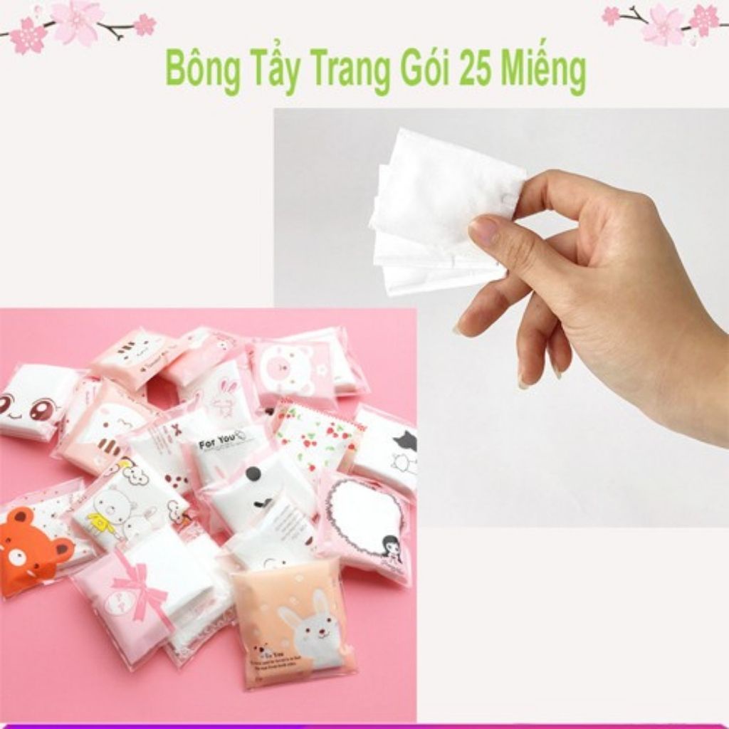 [Loại Đẹp] Bông Tẩy Trang Gói 25 Miếng Siêu Đáng Yêu - Thuận Tiện Mang Theo TED012