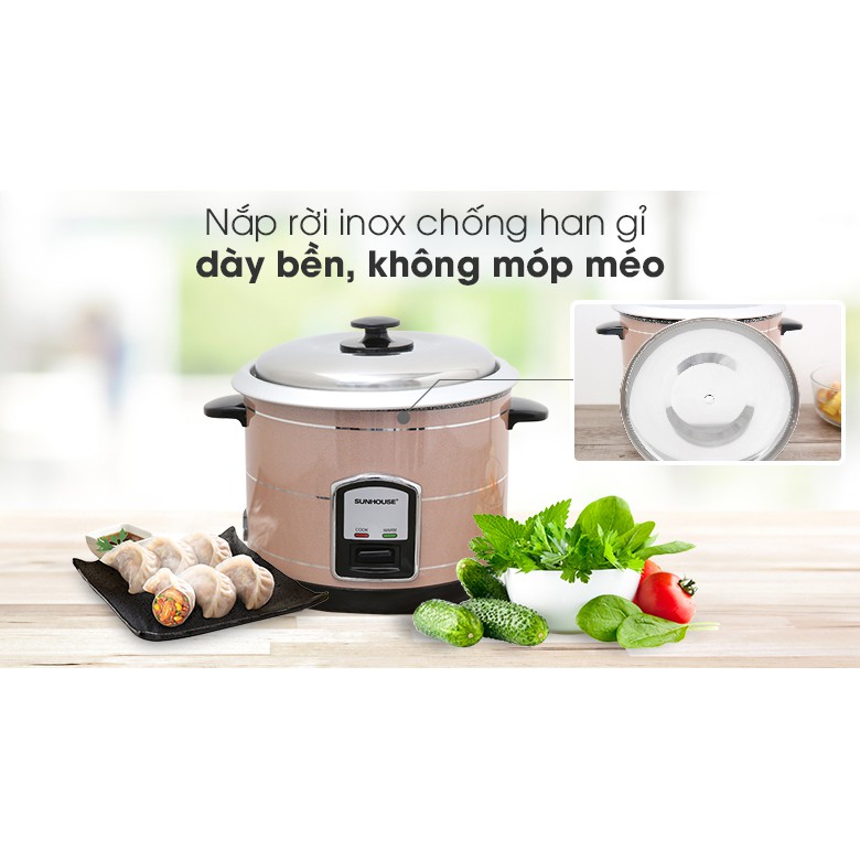 Nồi cơm điện Sunhouse SHD8105 1,2L nồi cơm điện mini nắp rời nhỏ gọn chính hãng giá rẻ