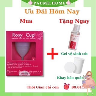 Coc nguyet san Rosy Cup chính hãng nhập khẩu Mỹ có mã vạch đầy đủ kèm dung dịch vệ sinh