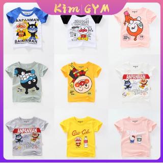 Áo Thun Cotton Nguyên Chất Tay Lỡ In Họa Tiết Hoạt Hình Anpanman Dành Cho Trẻ Em