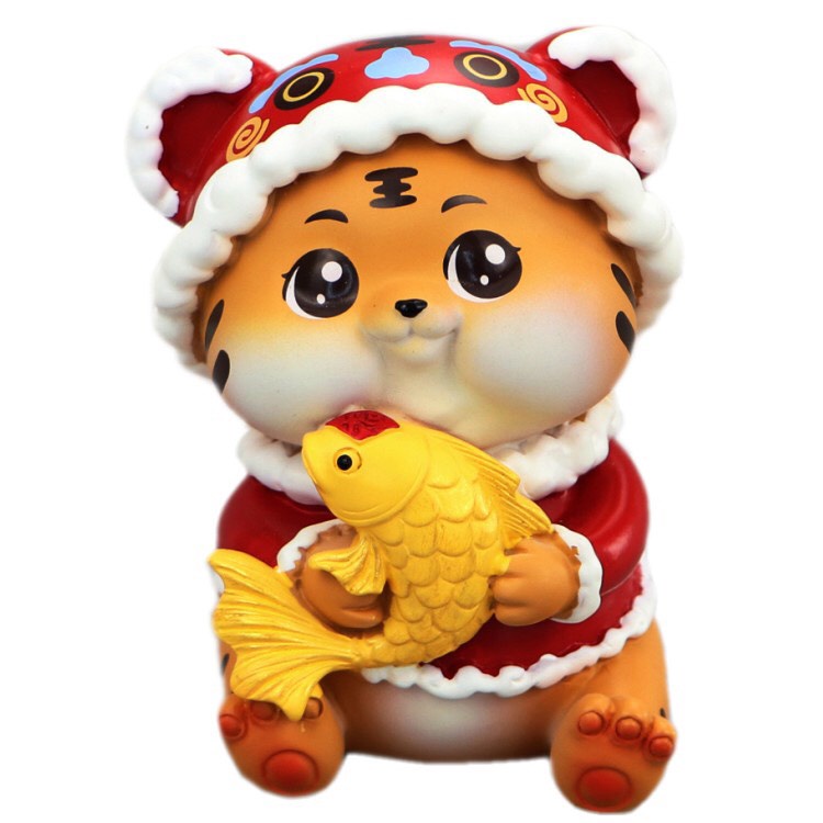 [ Big Size] Set 2 chú hổ mô hình: Thần Tài, Vượt Vũ Môn cao 10cm dùng làm quà tặng, trang trí góc làm việc nhà cửa  Ráp