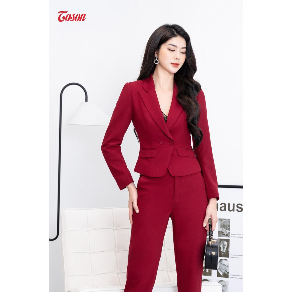 Bộ đồ Vest công sở Vittex đỏ đô: Áo cổ K + Quần ôm (SXTN) Toson B8294D52