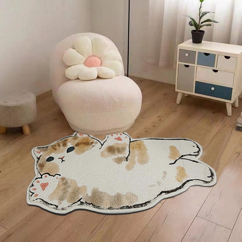 Thảm Lót Sàn Trang Trí Phòng Ngủ Hình Mèo
