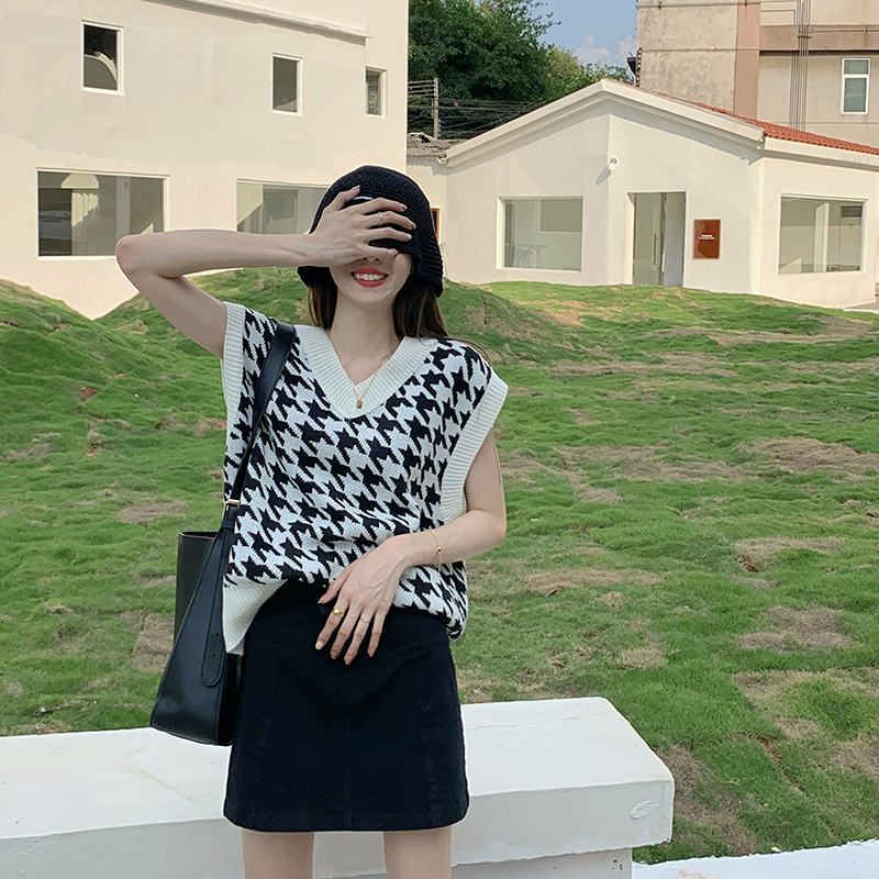 Áo Sweater Không Tay Cổ V Phong Cách Retro Hàn Quốc Cho Nữ | BigBuy360 - bigbuy360.vn