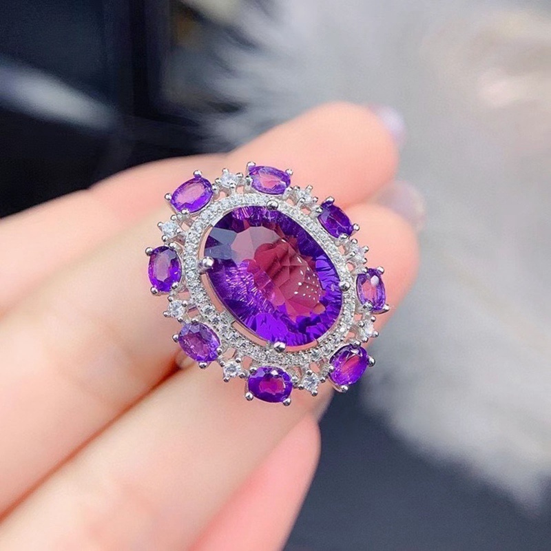Nhẫn đính đá zircon hình oval phong cách Âu Mỹ sang trọng thời trang cho nữ
