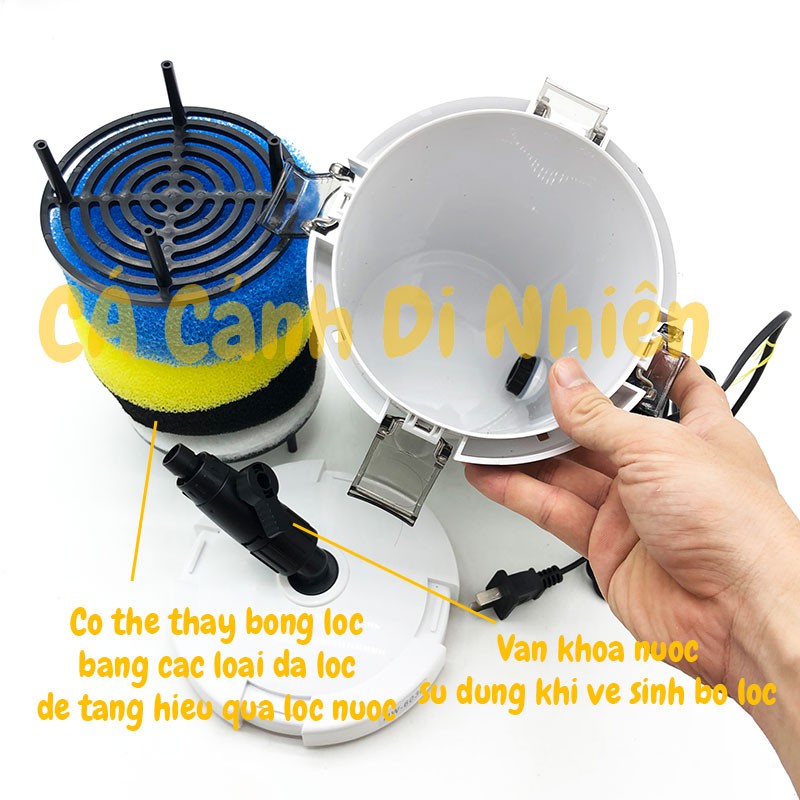 Máy lọc ngoài bể cá 6W Sunsun HW-603B - Lọc thùng cho hồ cá cảnh