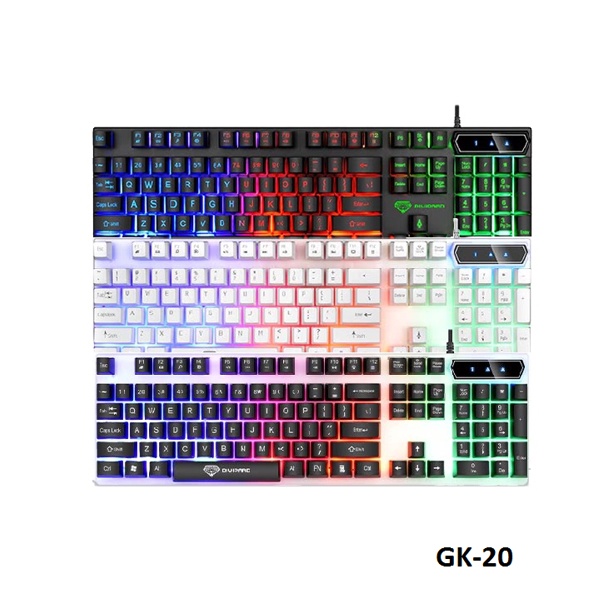 Bàn phím giả cơ Divipard GK-20 led đa màu - phím chống nước tiêu chuẩn