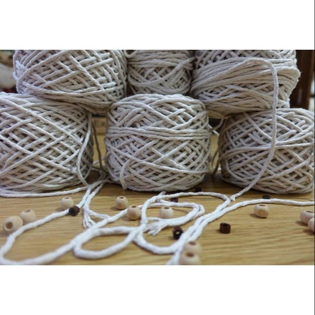 1kg dây thừng se macrame 3~5mm sợi 3 xoắn trắng ngà