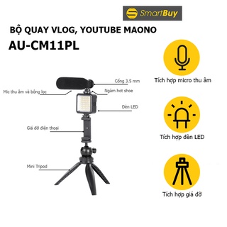 Bộ thiết bị Vlog cho điện thoại bao gồm mic thu âm và đèn LED Maono AU-CM11PL - Hàng chính hãng