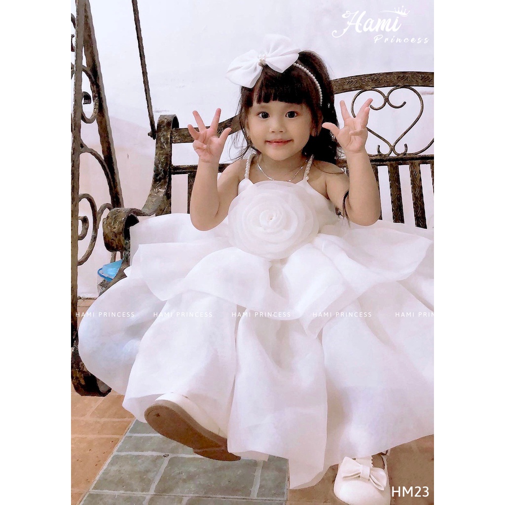 Váy Công Chúa Bông Hoa Hồng HM23 Cho Bé Gái HAMI PRINCESS ❤️ Tặng Kèm Phụ Kiện