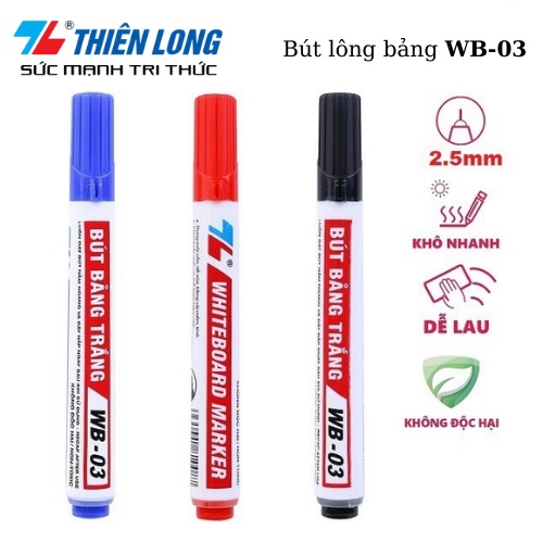 Bút Dạ Bảng Trắng Thiên Long WB-03, WB-02/ Mực Bút Bảng Trắng Màu Xanh, Đen, Đỏ