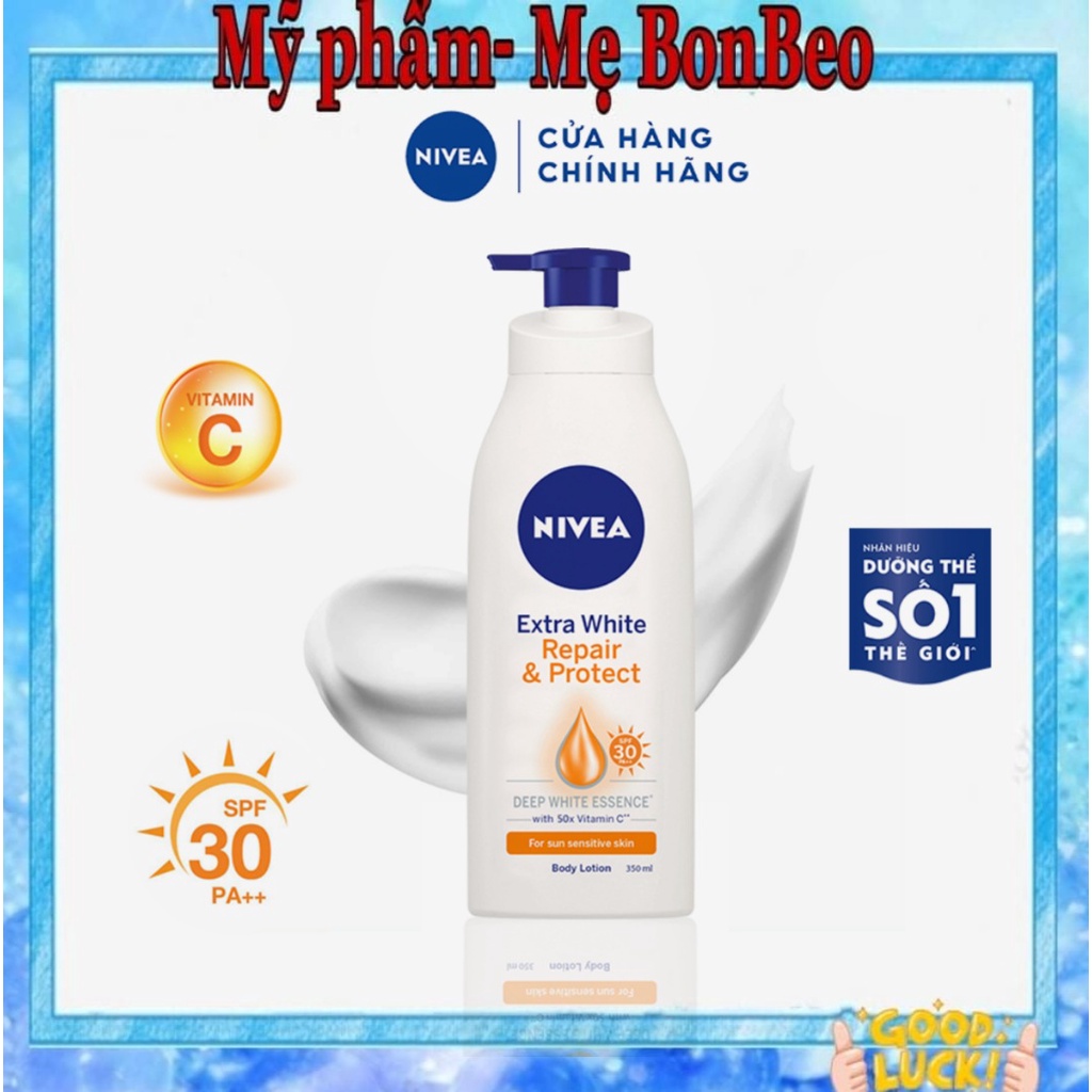 Sữa dưỡng thể dưỡng trắng Nivea giúp phục hồi & chống nắng 350ml