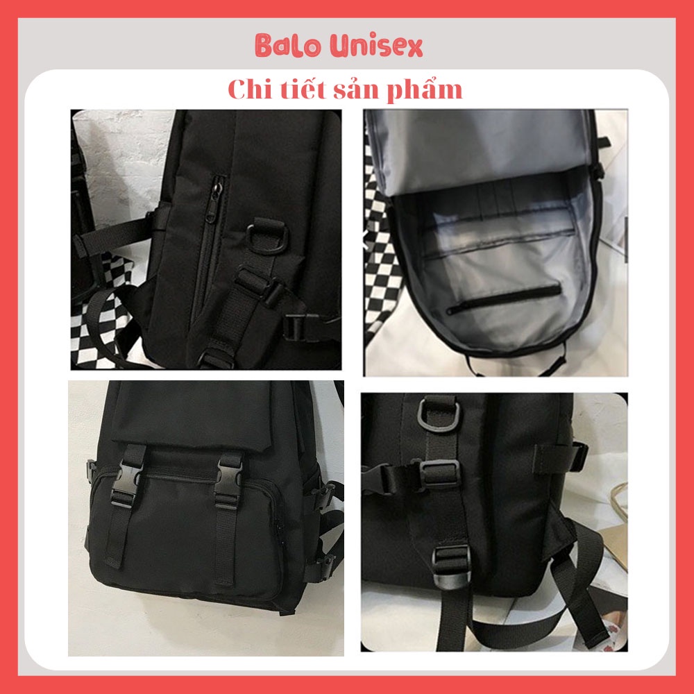 Balo Ulzzang Basic Vải Canvas Chống Nước, Balo Unisex Đi Học Nam, Nữ 607ULZ