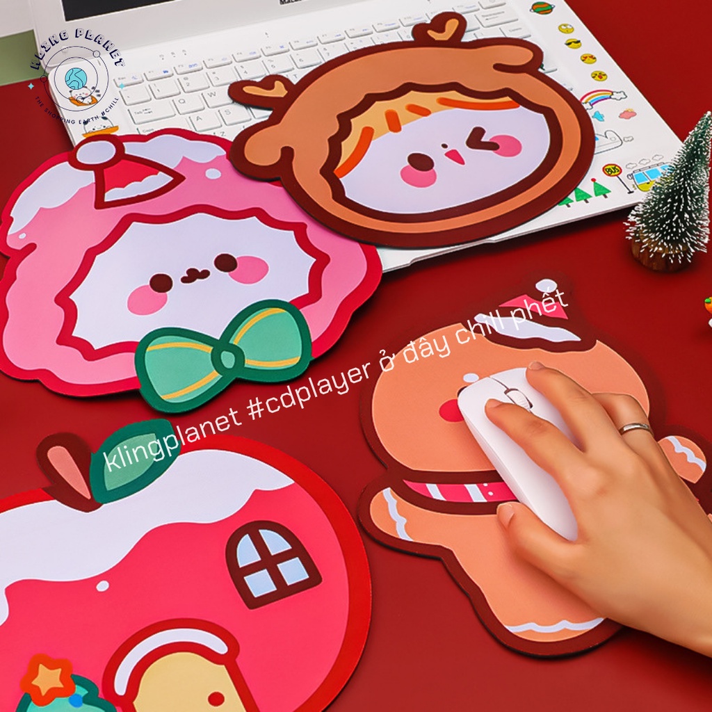 Lót chuột/Bàn di chuột MOUSEPAD size nhỏ BST Món quà Giáng sinh Noel, Merry Christmas hoạt hình dễ thương