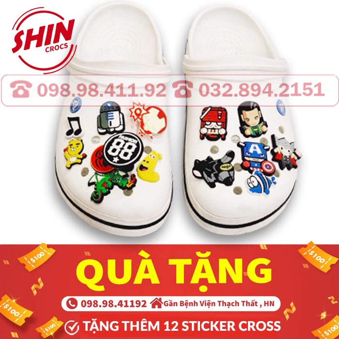 dép crossFREESHIPdép cross band tổng hợp 5 màu hoạt tiết đế bánh mì tặng thêm 12 jibitz cross