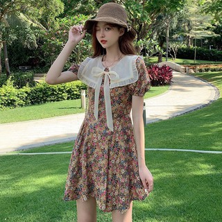 Váy hoa nhí cổ buộc nơ