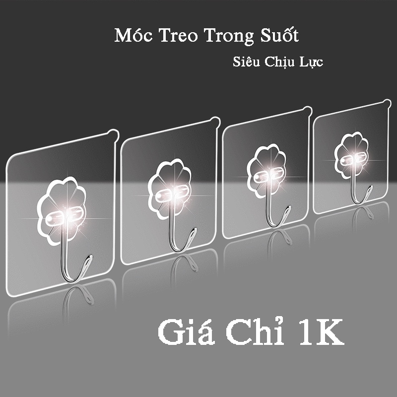 Móc treo dán tường trong suốt Jiashi siêu dính chịu lực tốt treo đồ chắc chắn 6x6 cm MTT01