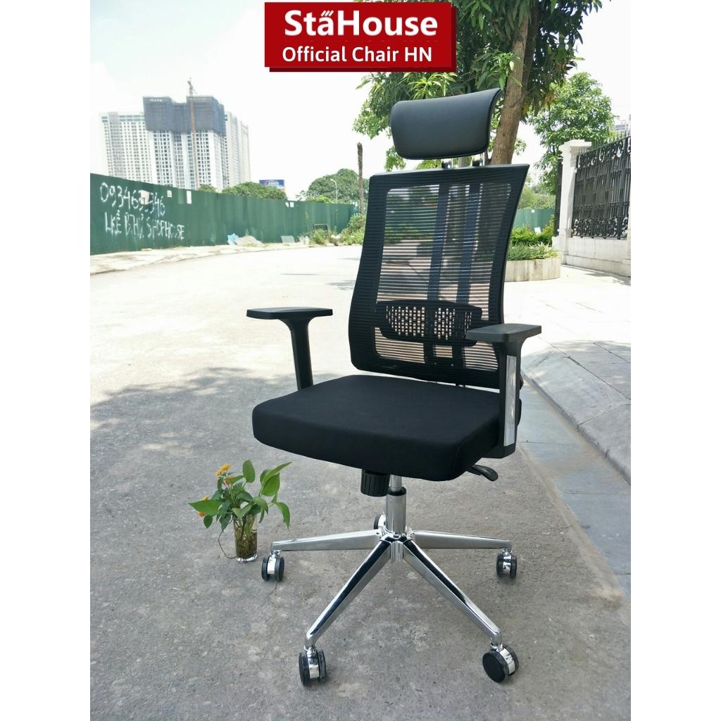 Ghế Công Thái Học Văn Phòng Ngả Lưng Thư Giãn, Nệm Bọc Mút Xốp Cao Cấp Stahouse Official Chair HN GVP J098