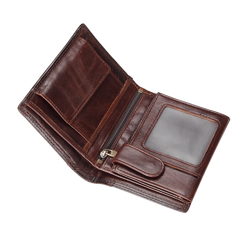 Ví da bò dạng gập phong cách cổ điển cho nam