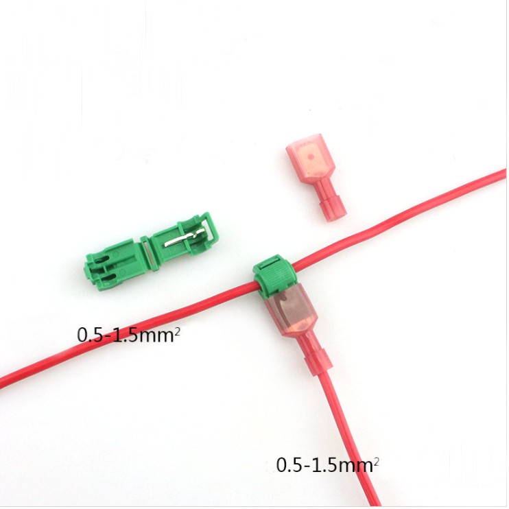 Bộ đầu cút nối dây điện chữ T nối nhanh, chống nước, chống cháy an toàn màu đỏ+xanh