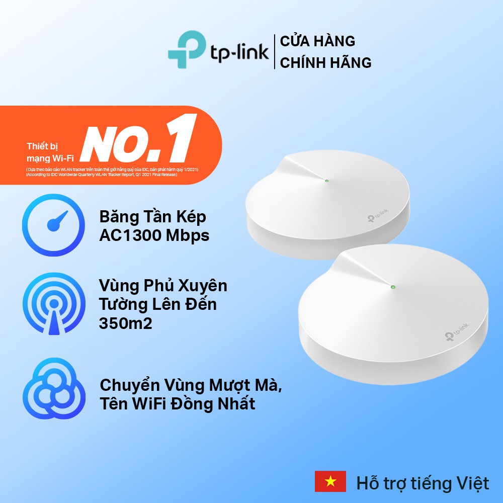 [Mã ELCL12 giảm 9% đơn 300K] Hệ Thống Wifi Mesh TP-Link Deco M5 (2-pack) Chuẩn AC 1300Mbps Dành Cho Gia Đình