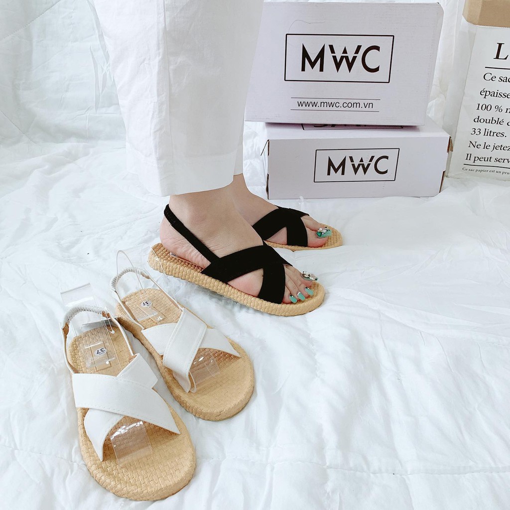Giày MWC 2721 - Giày Sandal Đế Bệt, Giày Sandal Quai Chéo Ôm Chân Đế Bệt Thời Trang