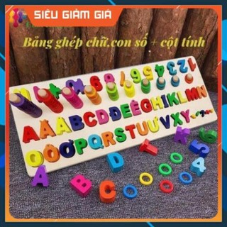 Đồ chơi Bảng ghép chữ cái và cột tính học toán cho bé- Logic toán học và tiếng việt -Dog store