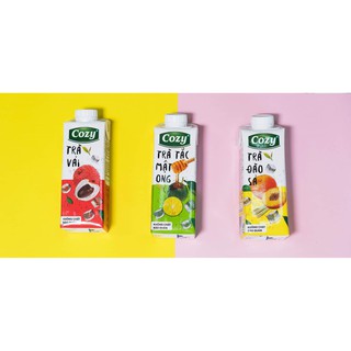 Thùng 24 hộp trà Cozy Hương Vải/ Đào Sả/ Tắc Mật Ong 225ml
