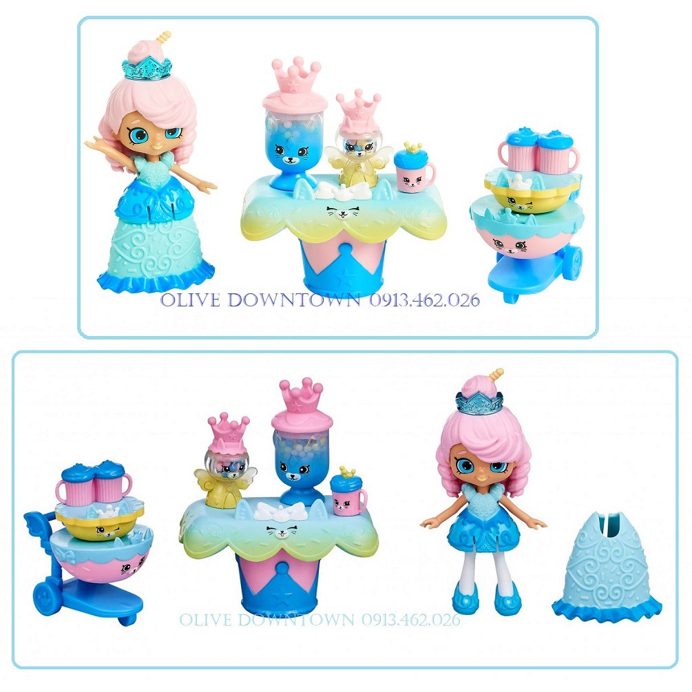 Combo 2 HỘP 🎉 Búp bê & Quầy bánh kẹo mèo đáng yêu - Đồ chơi Shopkins Royal Trend VNXK