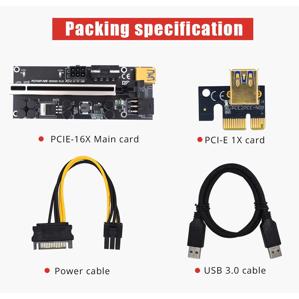 Card Đồ Họa Ver009S Plus Pci-E 009s Pcie X1 Sang X16 6pin Power 60cm Usb 3.0 | WebRaoVat - webraovat.net.vn