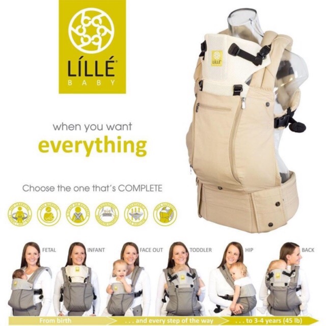 Địu em bé trợ lực chính hãng Lillebaby 4 Season Summer Sand