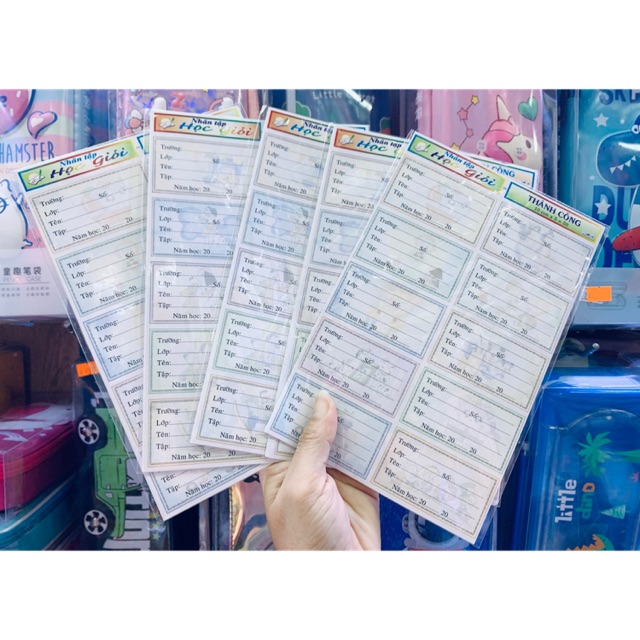 Bịch 5 tờ  nhãn tập Học Giỏi - Thành Công - đồ dùng học tập