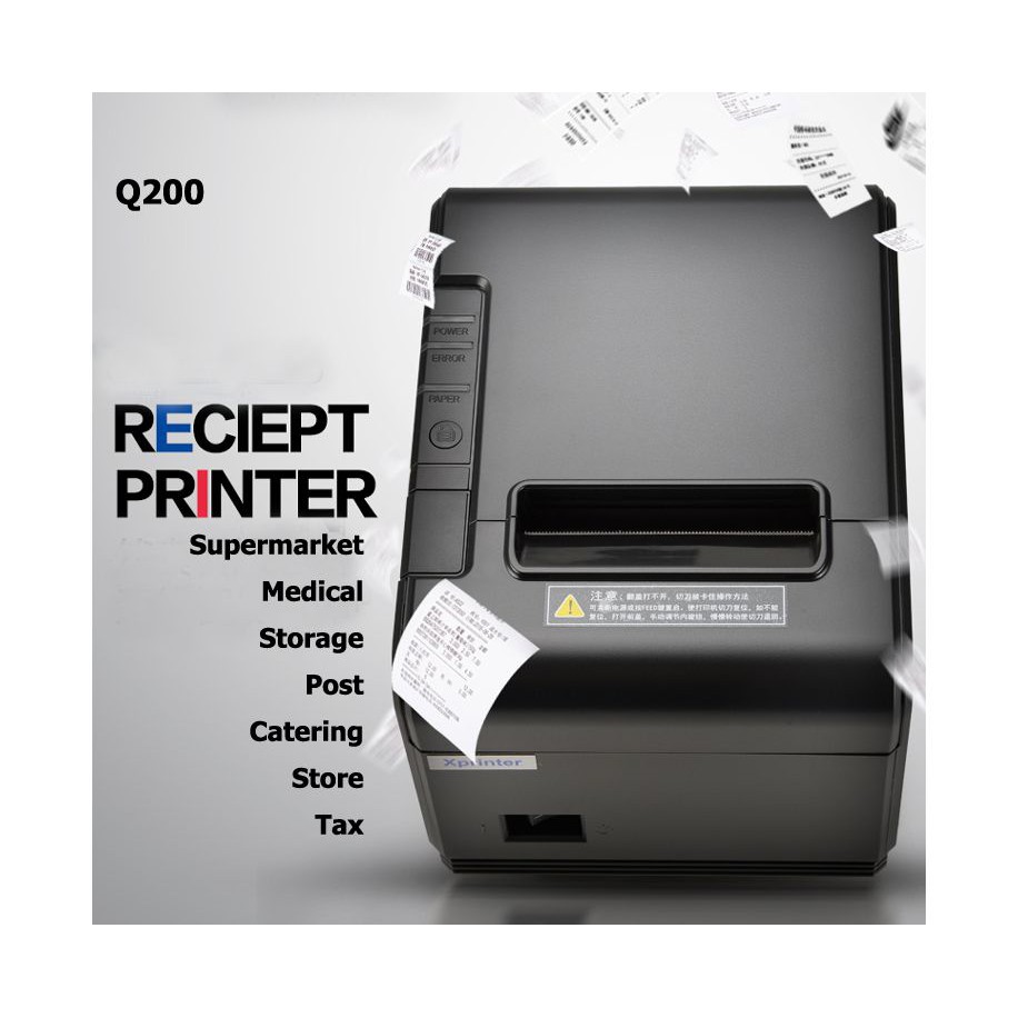 Xprinter Q200 - Máy in hóa đơn Xprinter Xp Q200 (USB + Lan), Máy in nhiệt tương thích Phần mềm KiotViet, Sapo, Ipos, Pos