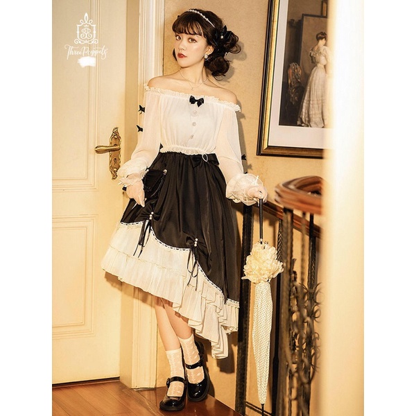 YAS0794-Váy Lolita thiết kế vạt chéo chiffon