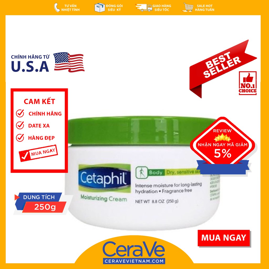 Cetaphil Moisturizing Cream - Kem dưỡng toàn thân (250g - 566g)