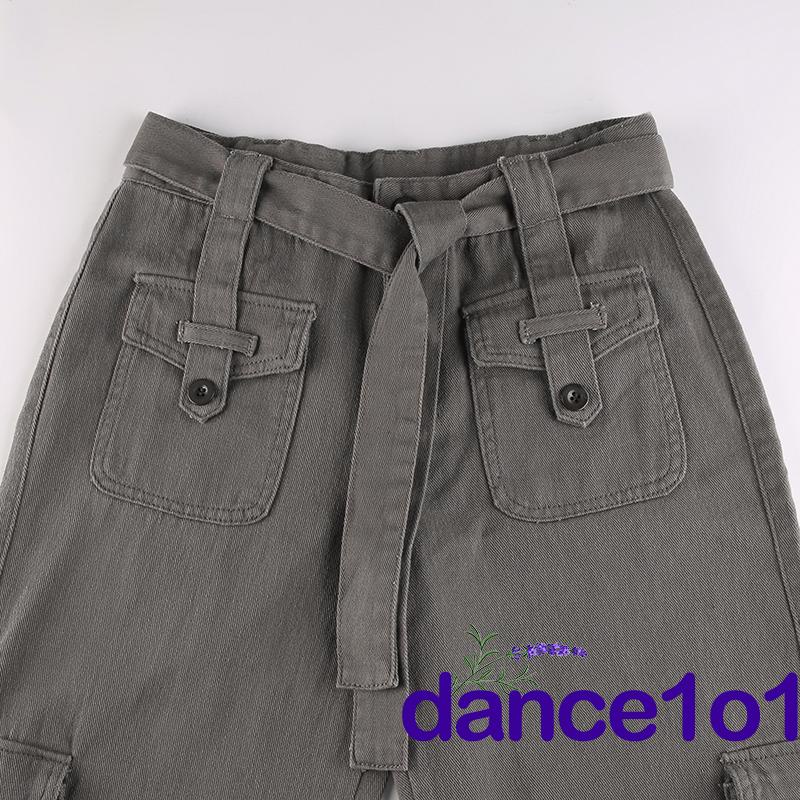 Quần Jeans Ống Rộng Lưng Cao Có Túi Thời Trang Hàn Quốc Khiêu Vũ1O1-Harajuku Y2K
