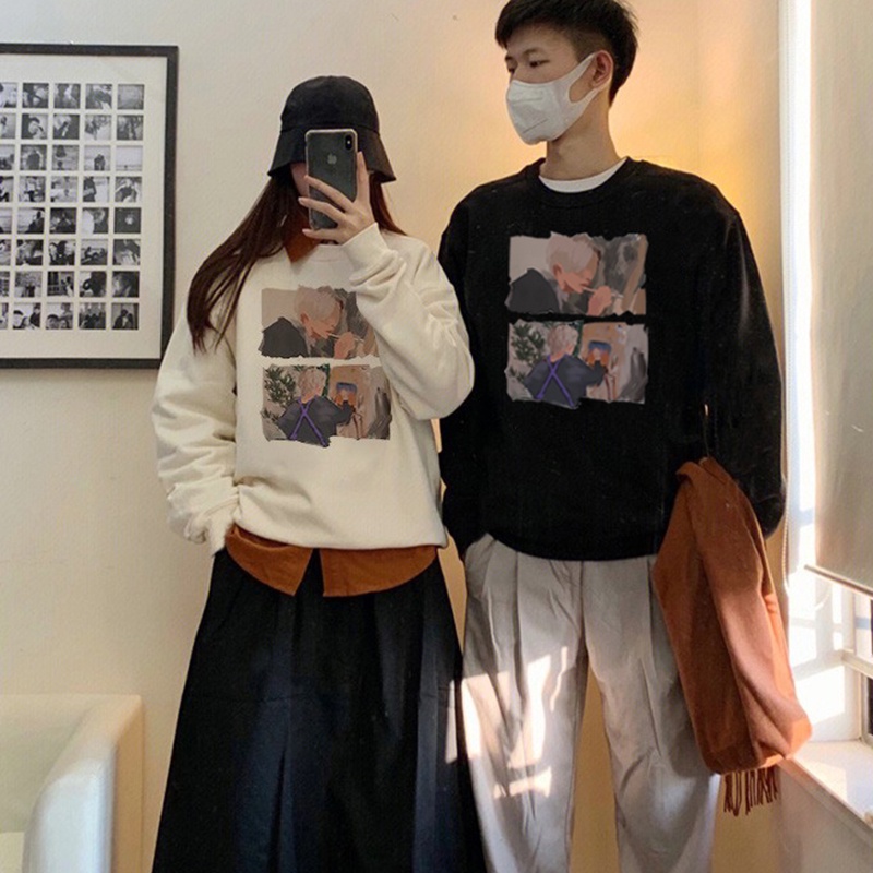 Áo sweater SELVZE dáng rộng chất liệu cotton cao cấp thời trang phong cách Mỹ cho cặp đôi