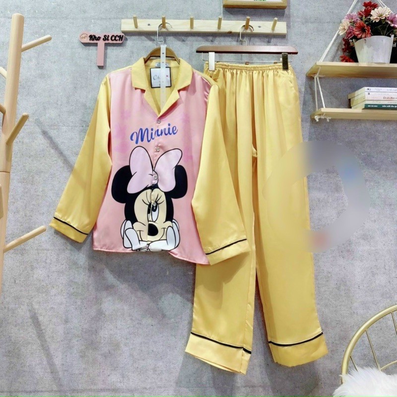 Đồ Ngủ💖Đồ Bộ Pijama Lụa Tay Dài Thiết Kế Họa Tiết In 3D Dễ Thương | BigBuy360 - bigbuy360.vn