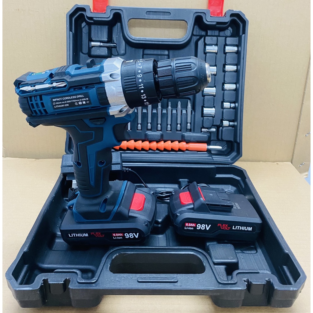 Máy khoan pin 98V BOSCH 3 chức năng có búa - Chuyên Khoan tường, Khoan sắt, Khoan gỗ, Bắt vít