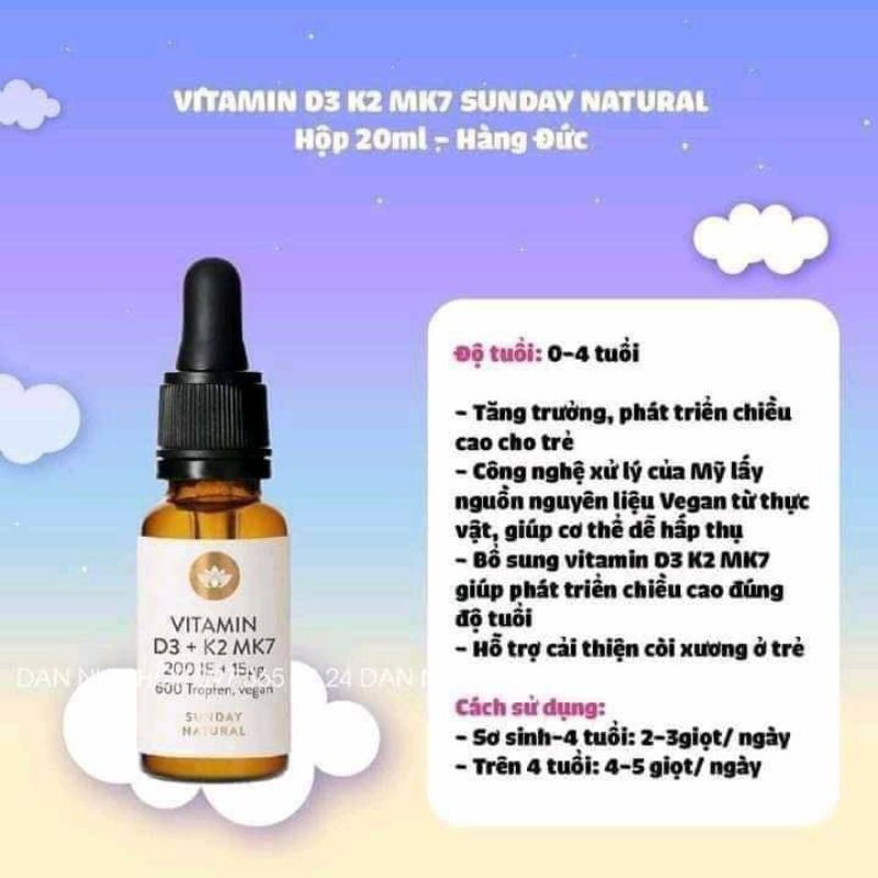 ĐỒ UỐNG VITAMIN D3 K2 MK7 MẪU MỚI NHẤT