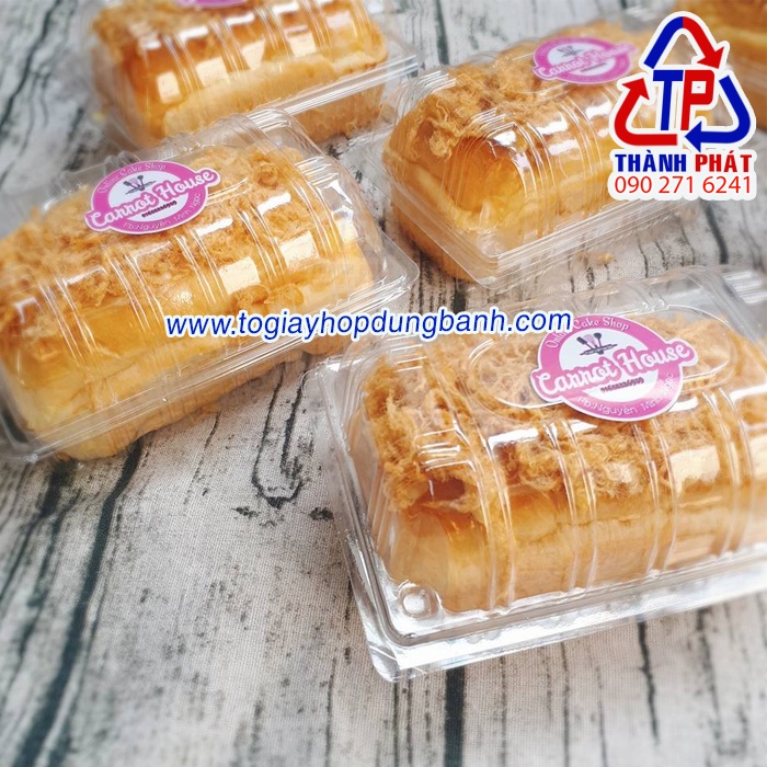 100 Hôp nhựa H149 - Hộp nhựa nắp gập đựng bánh bông lan cuộn 14cm