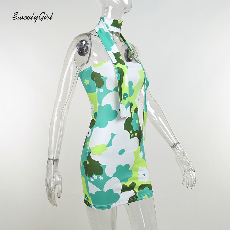 Đầm Mini Ôm Dáng Không Tay Trễ Vai In Họa Tiết Hoa Nhiều Màu Thời Trang Cho Nữ