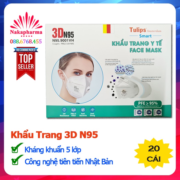 Khẩu Trang 3DN95 –9001VH Tulips – Công nghệ tiên tiến từ Nhật Bản với 5 lớp kháng khuẩn - Face Mask 3D N95