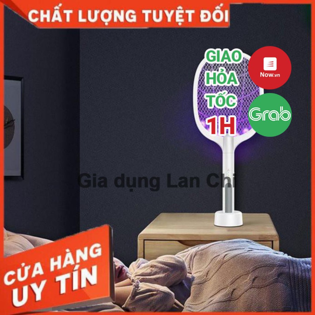 [Hàng loại 1] Vợt bắt muỗi thông minh 2in1, vợt muỗi điện tử tự động kèm đế giữ