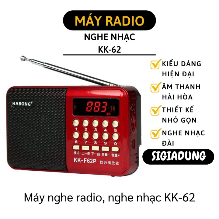 [SGD] Máy Nghe Radio - Máy Nghe Nhạc, Mini MP3, Radio KK-62, Âm Thanh Rõ Ràng 6152