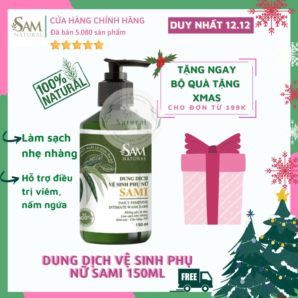 Dung Dịch Vệ Sinh Phụ Nữ Sami Chiết Xuất Lá Xoài Ấn Độ 150ML, dung dịch vệ sinh làm hồng mịn se khít vùng kín